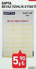 GIPTA BEYAZ İSİMLİK ETİKETİ